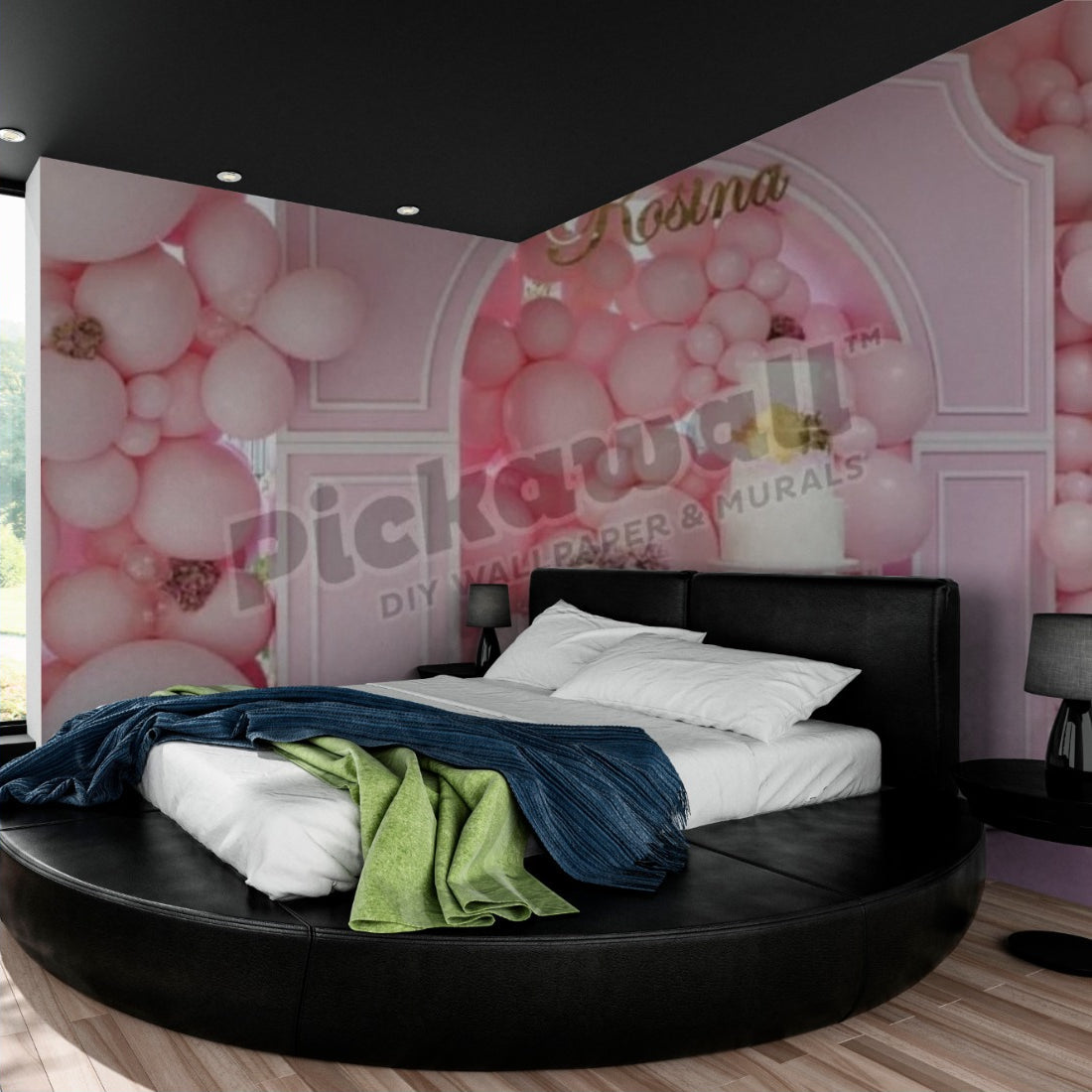 Crescent Floor Personalised wallpaper in a bedroom - Pickawall