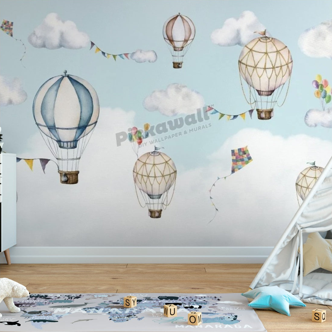 Balloon Bonaza by Oliver Robins wallpaper in a playroom - Pickawall