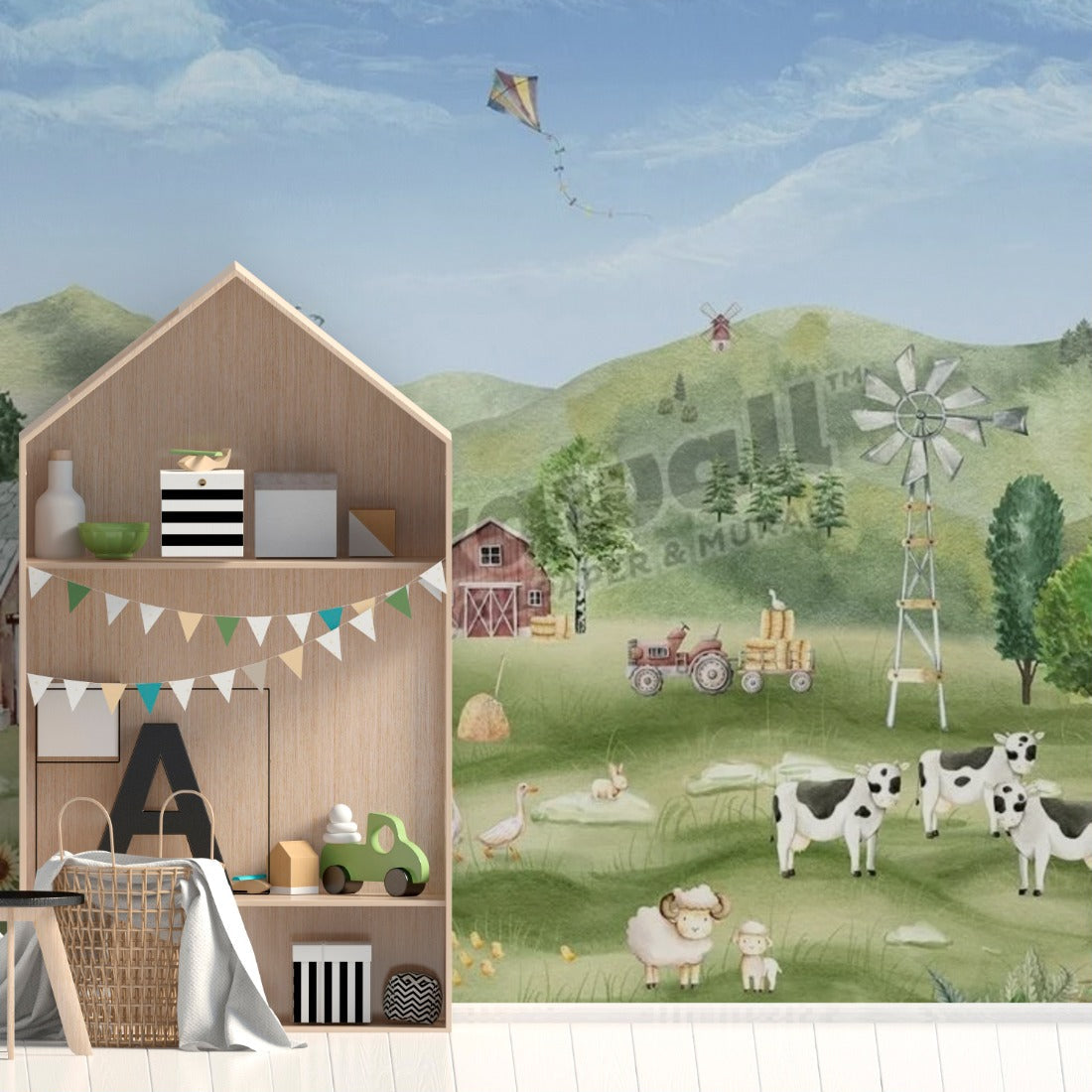 Farm Joy by Oliver Robins wallpaper in a playroom - Pickawall