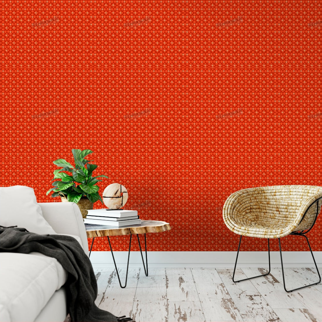 Painted Flowers by Loren Shoemark wallpaper in a living room - Pickawall