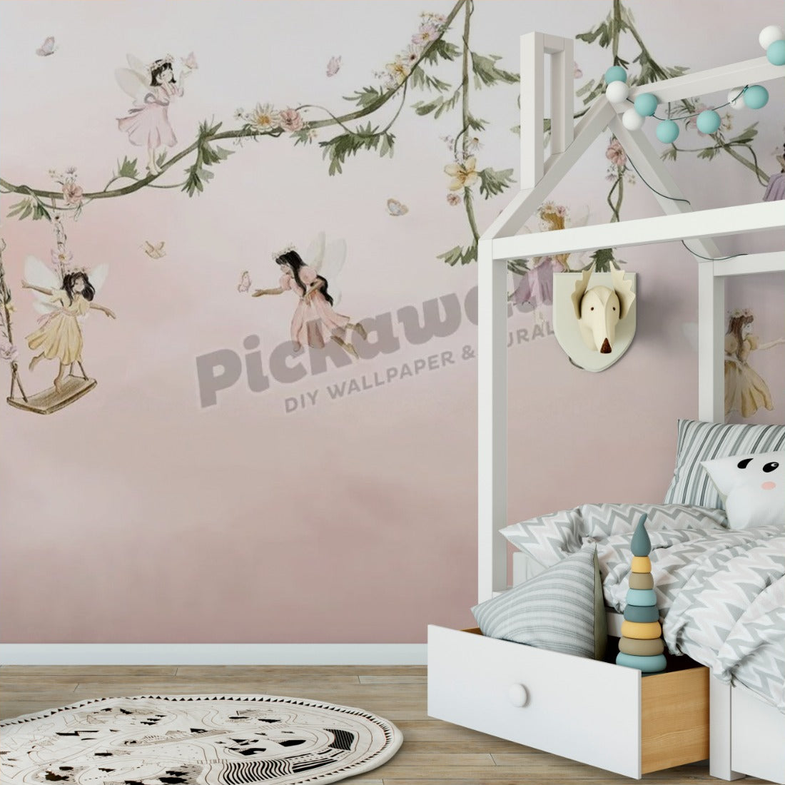 Dream Flight by Kikki Belle wallpaper in a kids bedroom - Pickawall