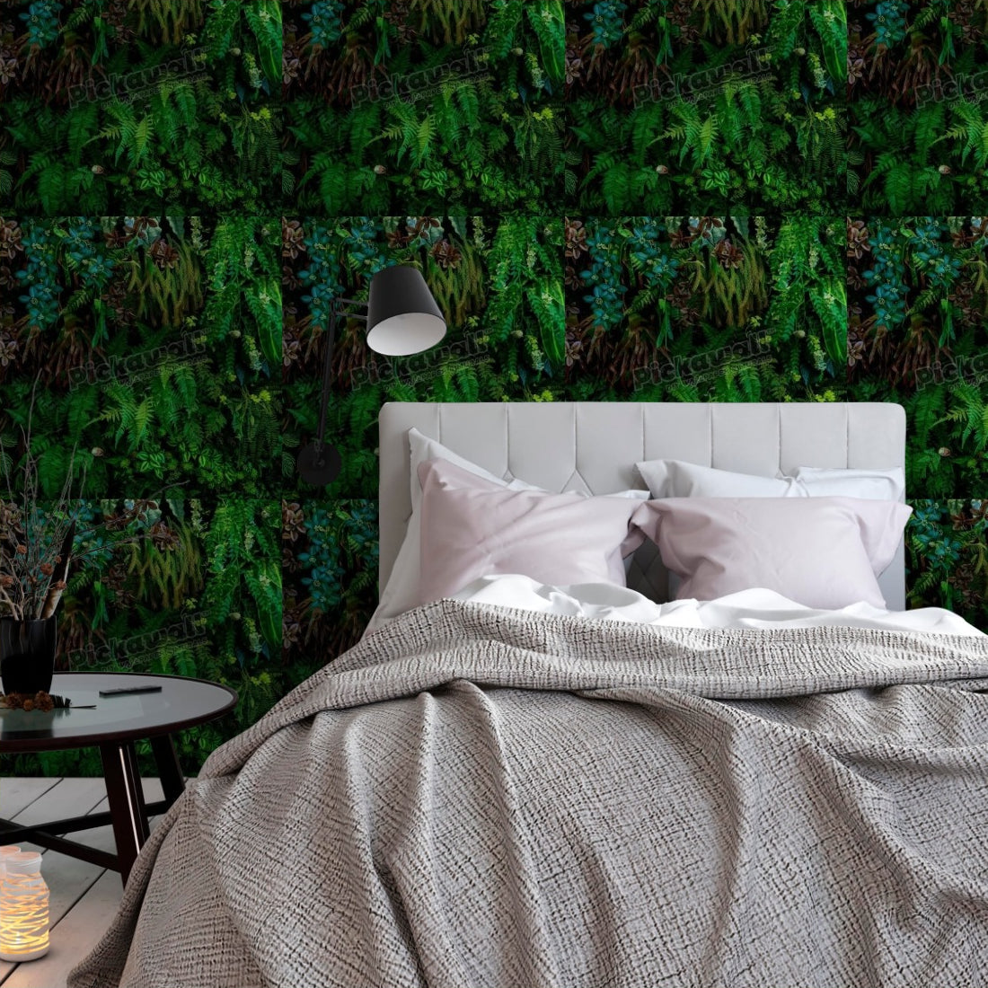 Green Walls Fern wallpaper in a bedroom - Pickawall