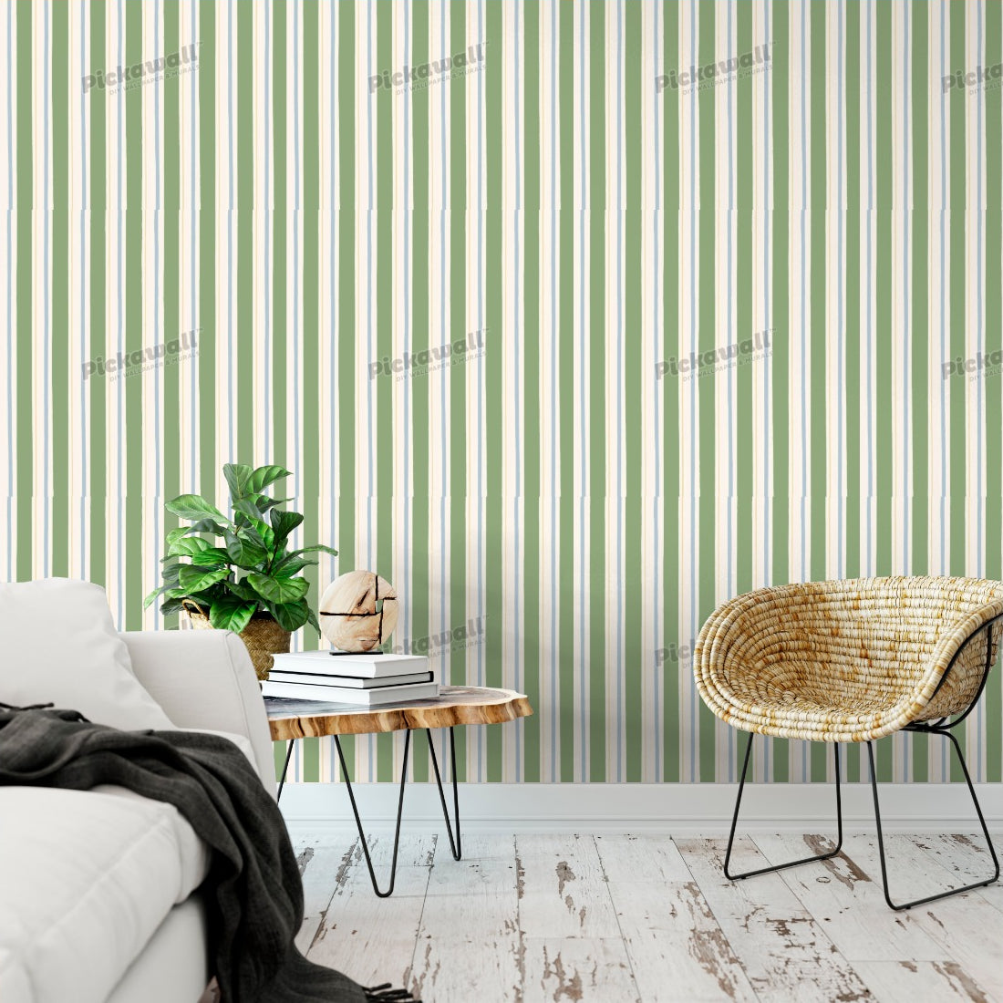 Park stripe wallpaper in a living room - Pickawall