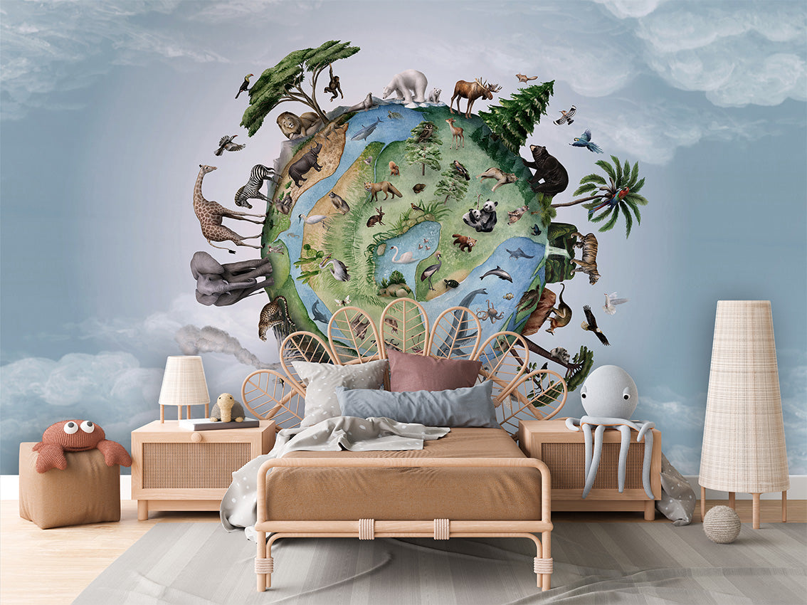 Animals on Earth by Kikki Belle wallpaper room view - Pickawall