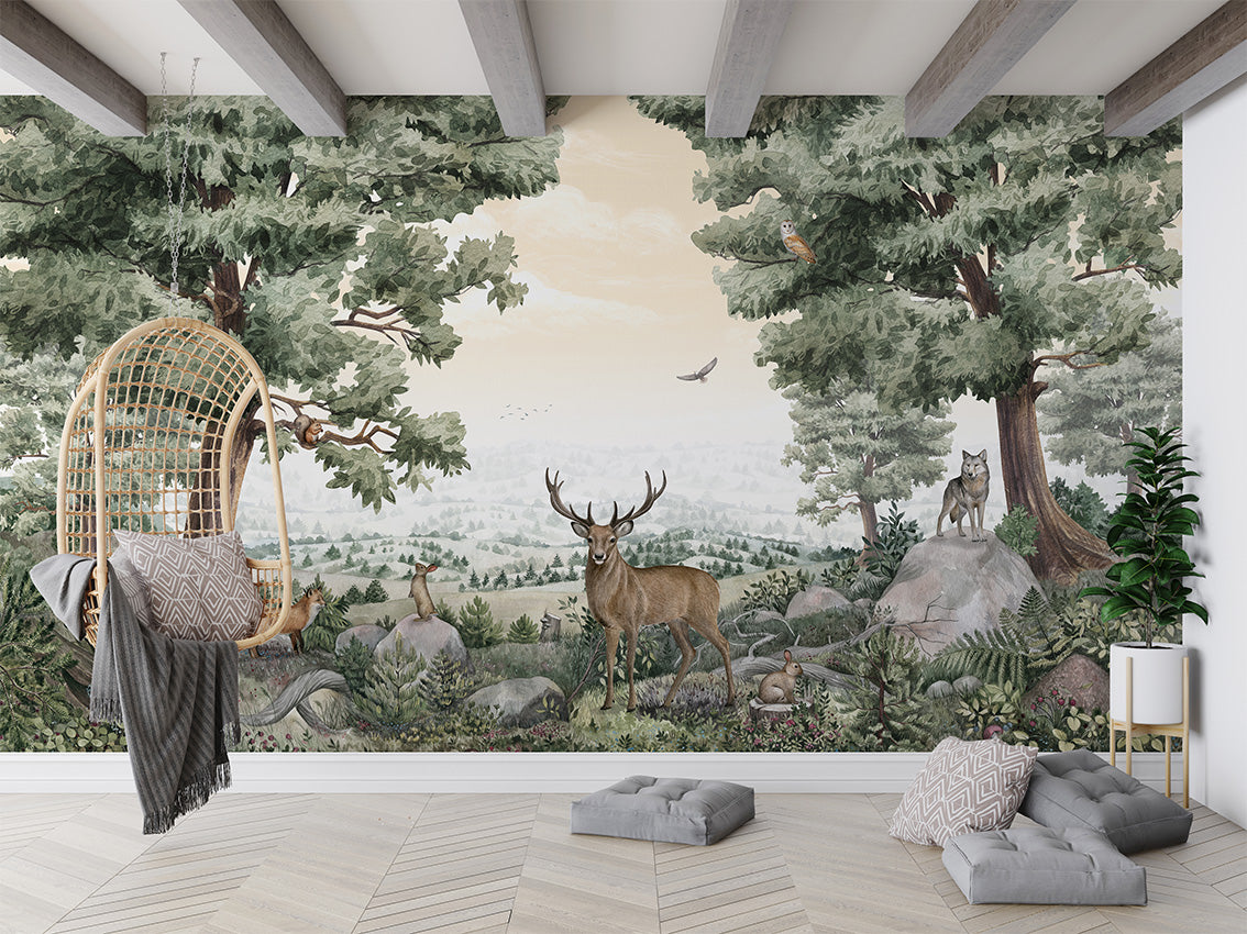 Forest Vista by Kikki Belle wallpaper room view - Pickawall