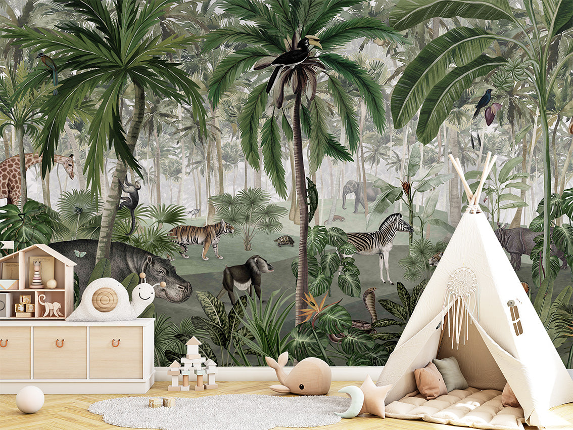 In the Jungle by Kikki Belle wallpaper room view - Pickawall