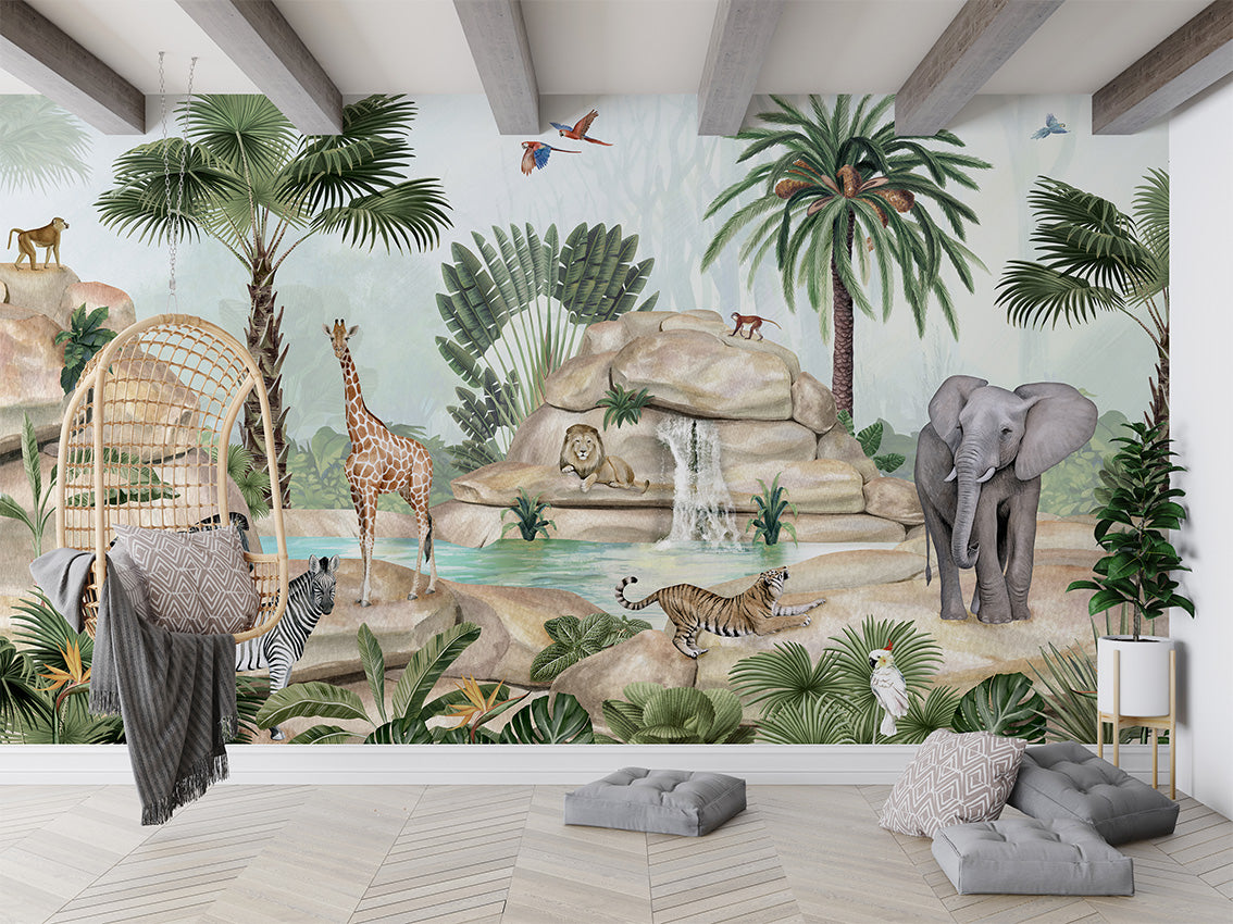 Jolly Jungle by Kikki Belle wallpaper room view - Pickawall
