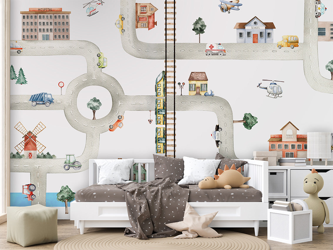 City of Vehicles by Kikki Belle wallpaper room view - Pickawall