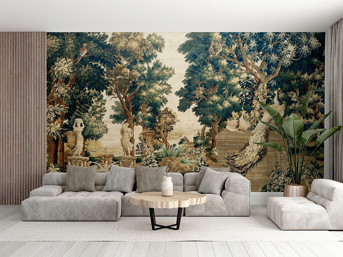 Peacock in the Park by Madam Blanc wallpaper room view - Pickawall