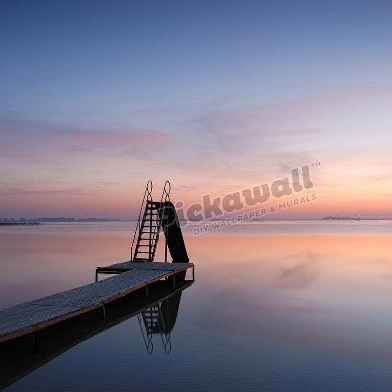 Pier and sunset on big lake - Pickawall