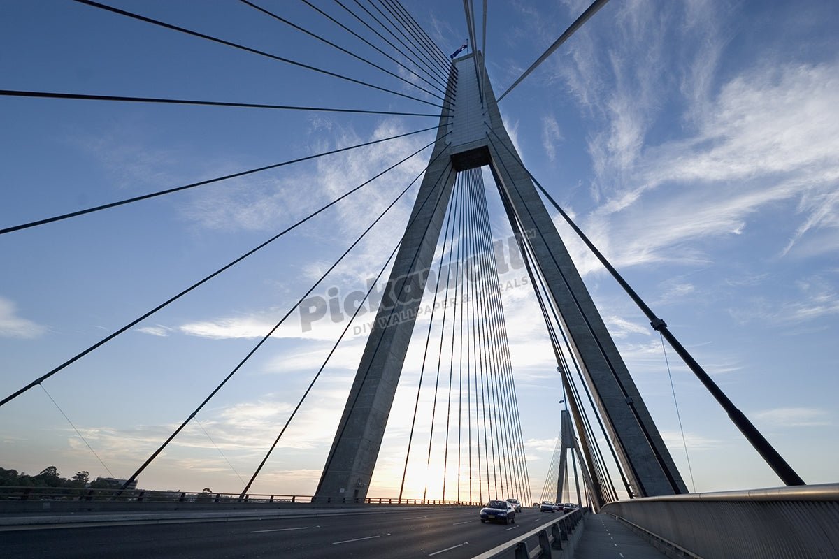 Traffic on the Anzac Bridge at Dusk, Sydney, NSW, Australia. - Pickawall