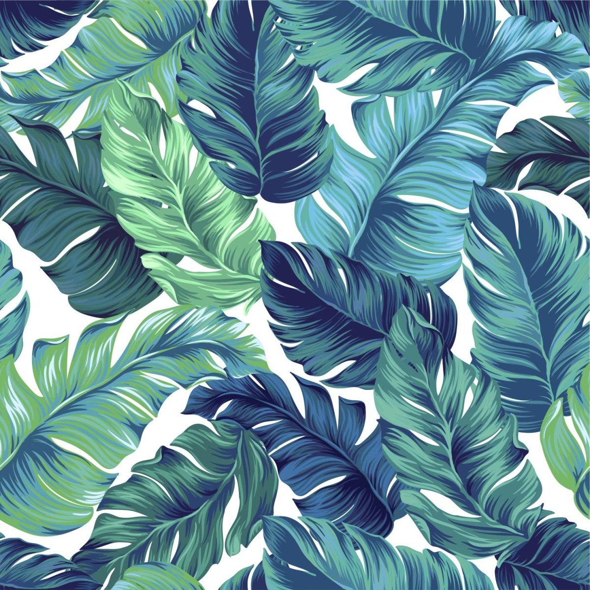 Turquoise Green Leaves Pattern - Pickawall