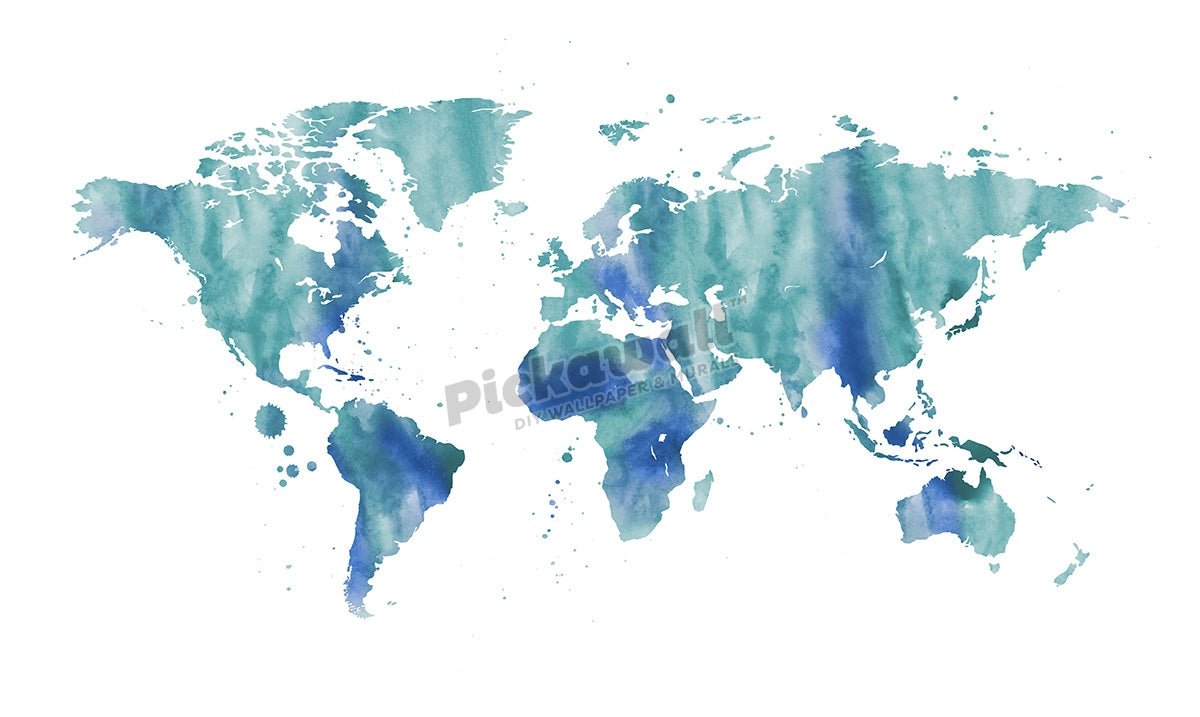 Watercolour world map - Pickawall
