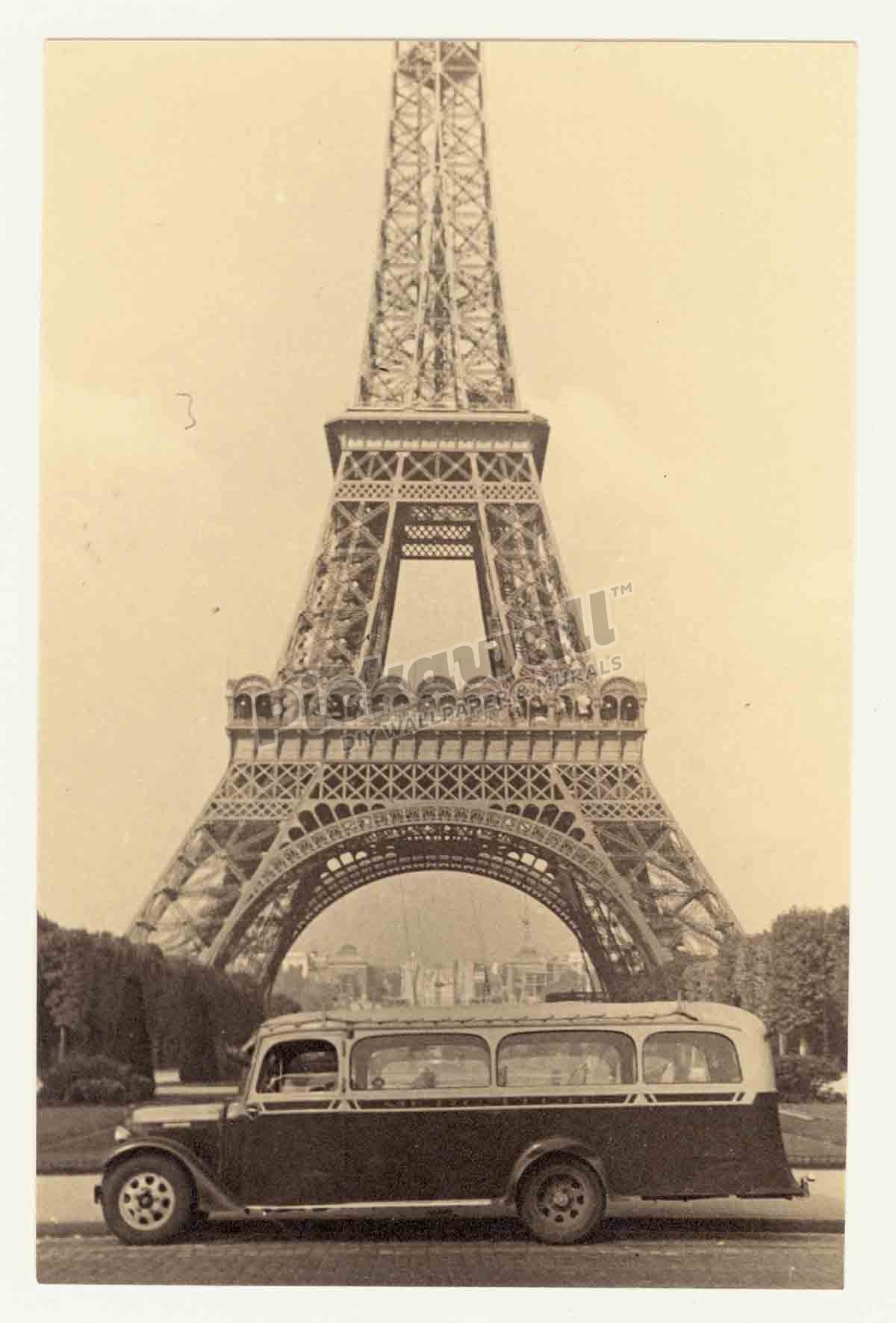Sepia photograph of the Eiffel Tower, Paris, 1930's