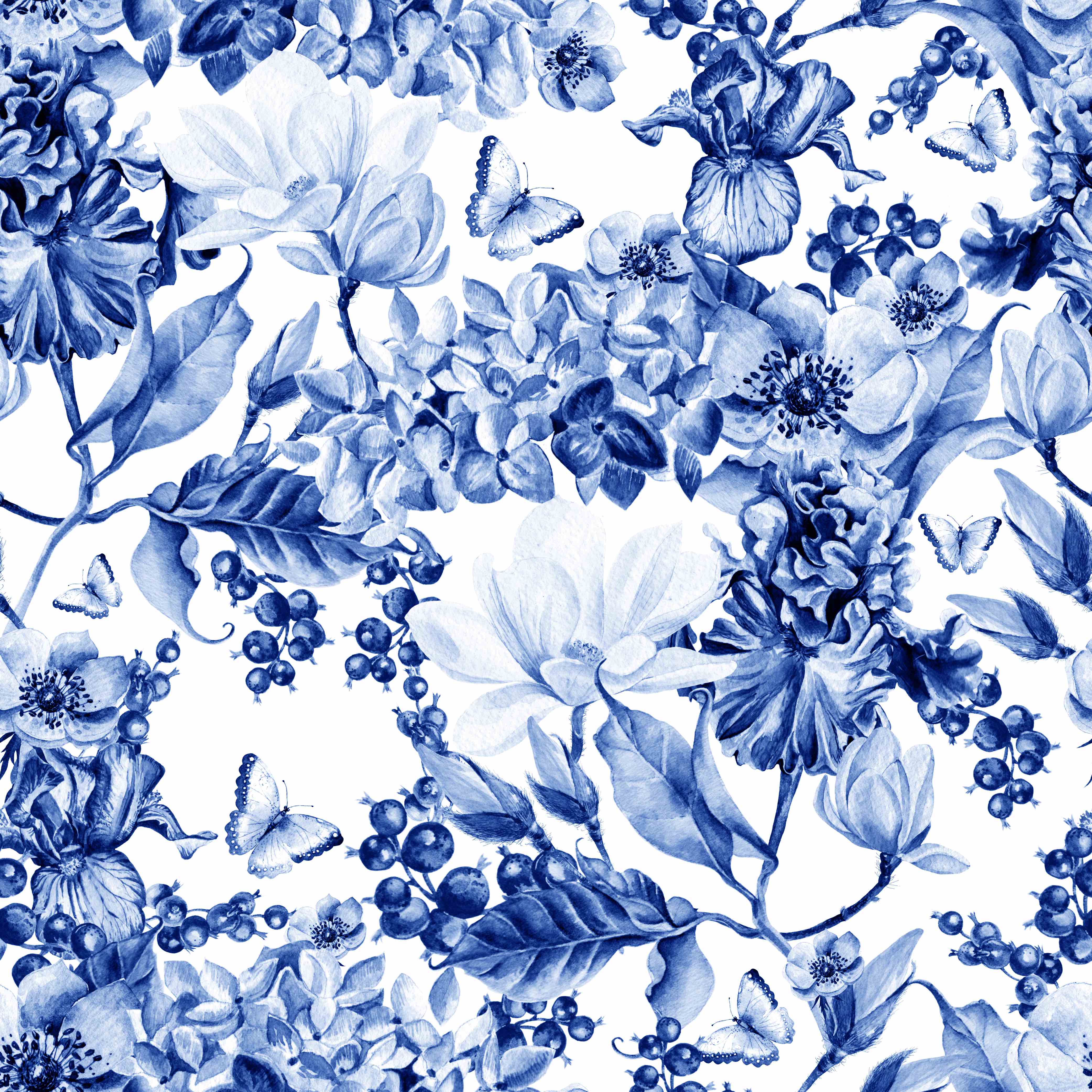 Traditional blue and white floral