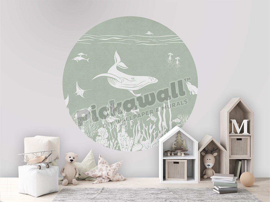 Monochrome Sea Decal by Kikki Belle - Sea Monochrome Green Circle image