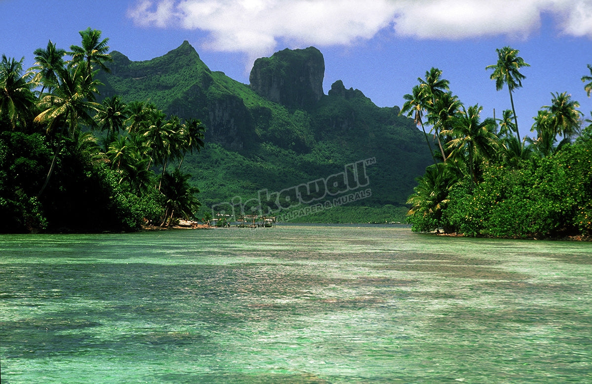 Mountainous seascape in Bora, Polynesia