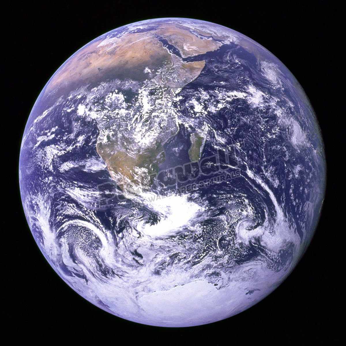 View of the Earth as seen by the Apollo 17 crew traveling toward the Moon. Date: 12/07/1972