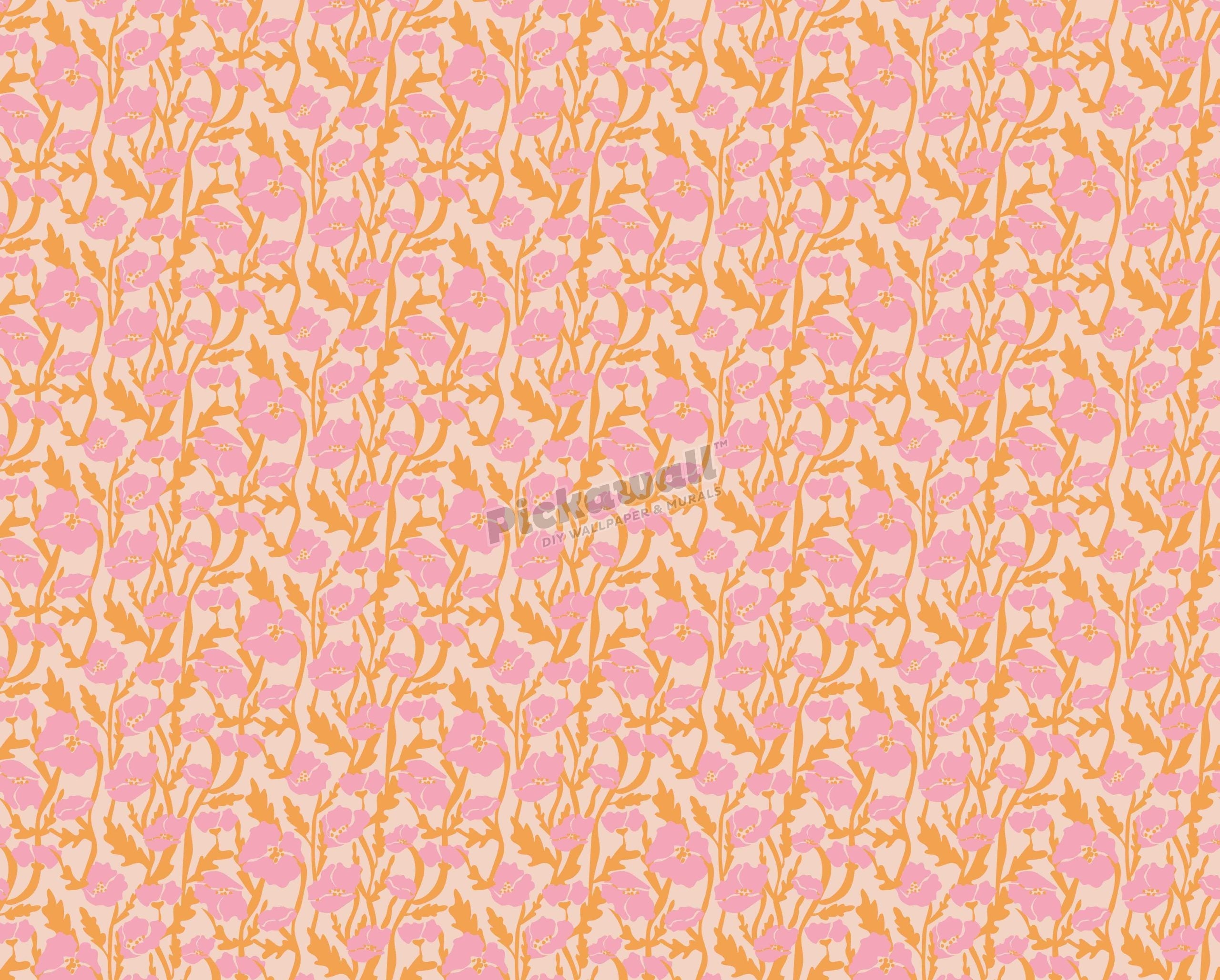 Orange and Pink Flower Vine Pattern