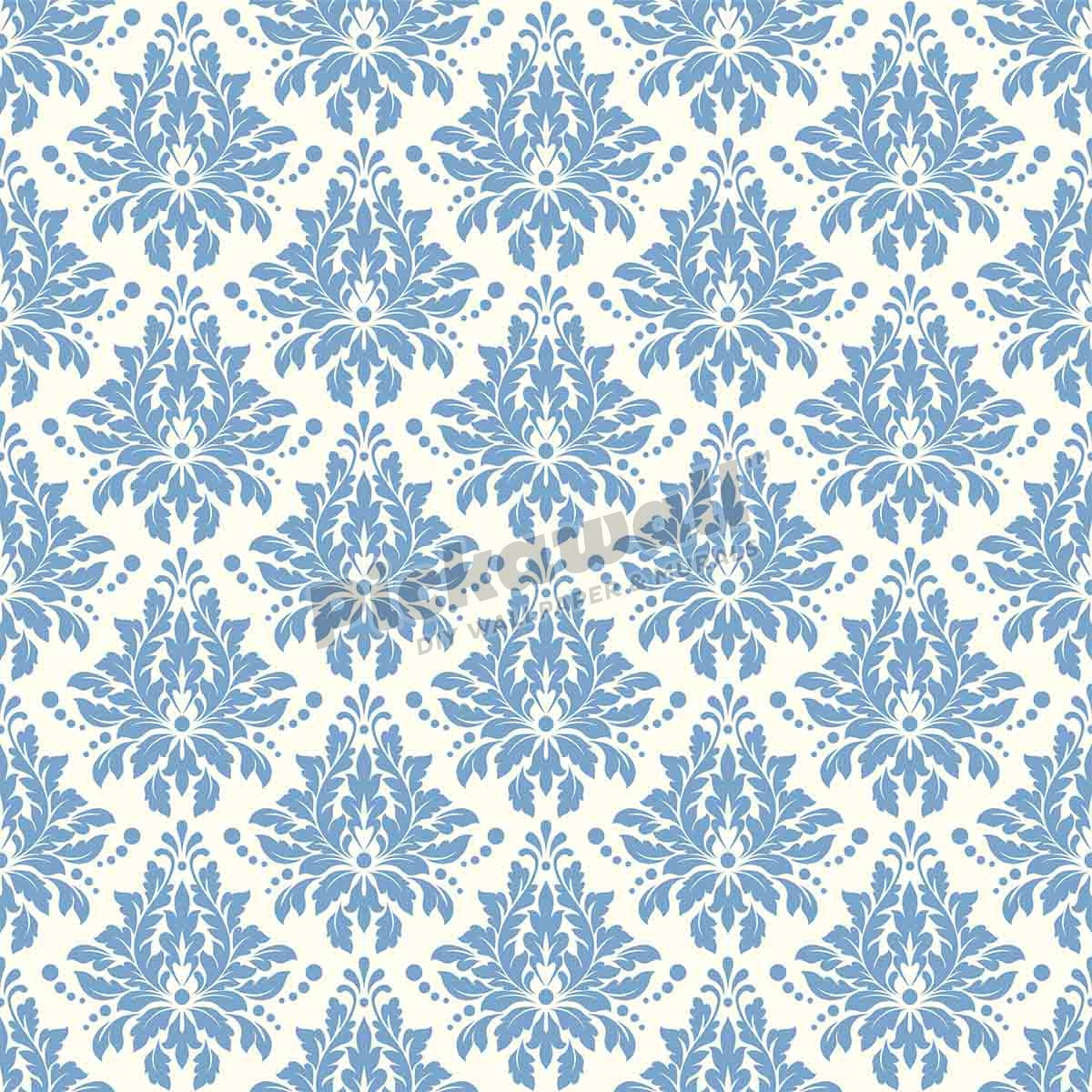 Damask vintage seamless pattern - blue and white