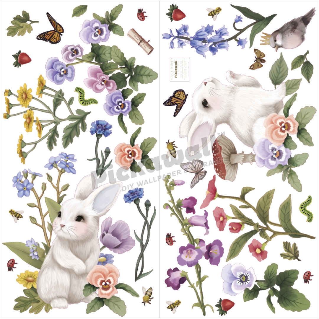 'Garden of Dreams - Bunny' Decals by Fleur Harris - Garden of Dreams Bunny Large Decal Set by Fleur Harris image