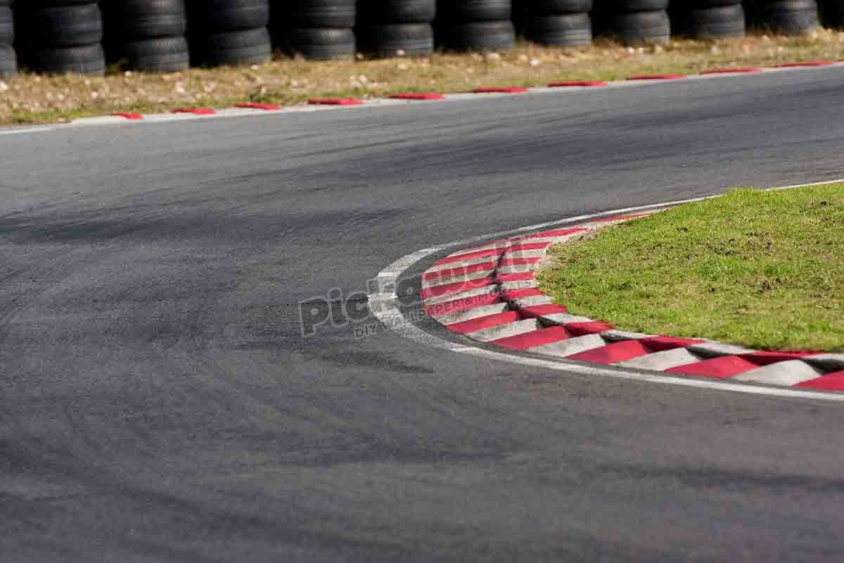 An empty bend on a race car circuit