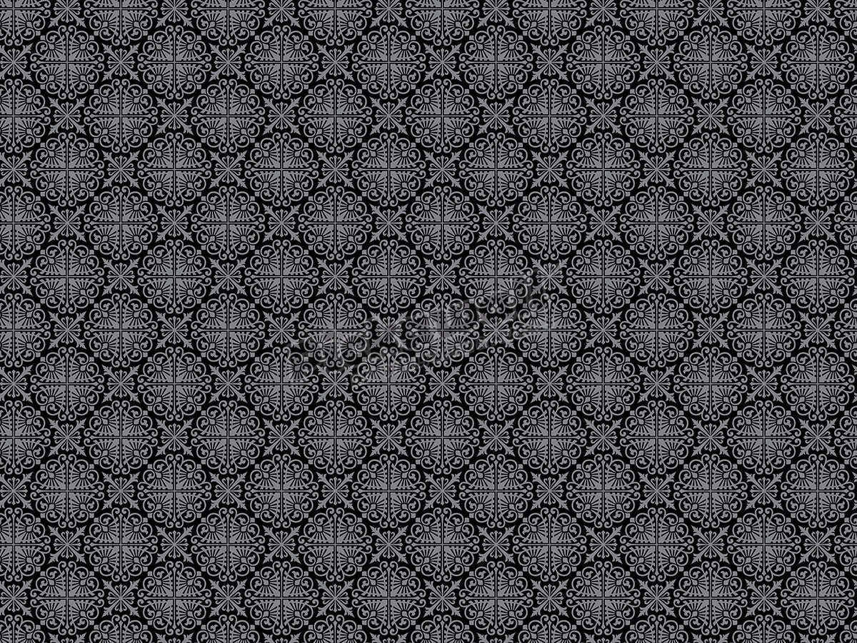 Black and silver ornate damask