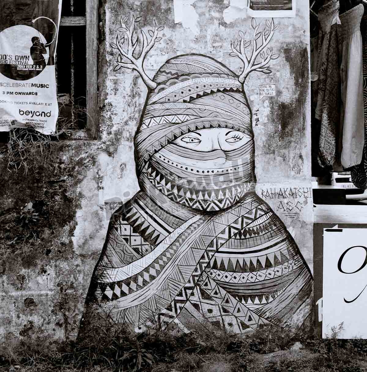 Street art in Kochi (Cochin) in Kerala in India