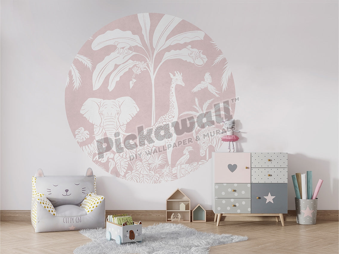 Monochrome Jungle Decal by Kikki Belle - Jungle Pink circle by Kikki Belle image