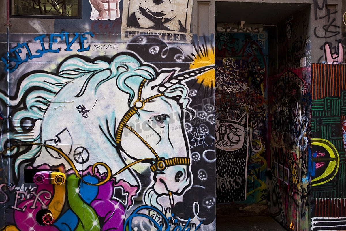Street art graffiti in Hosier Lane.