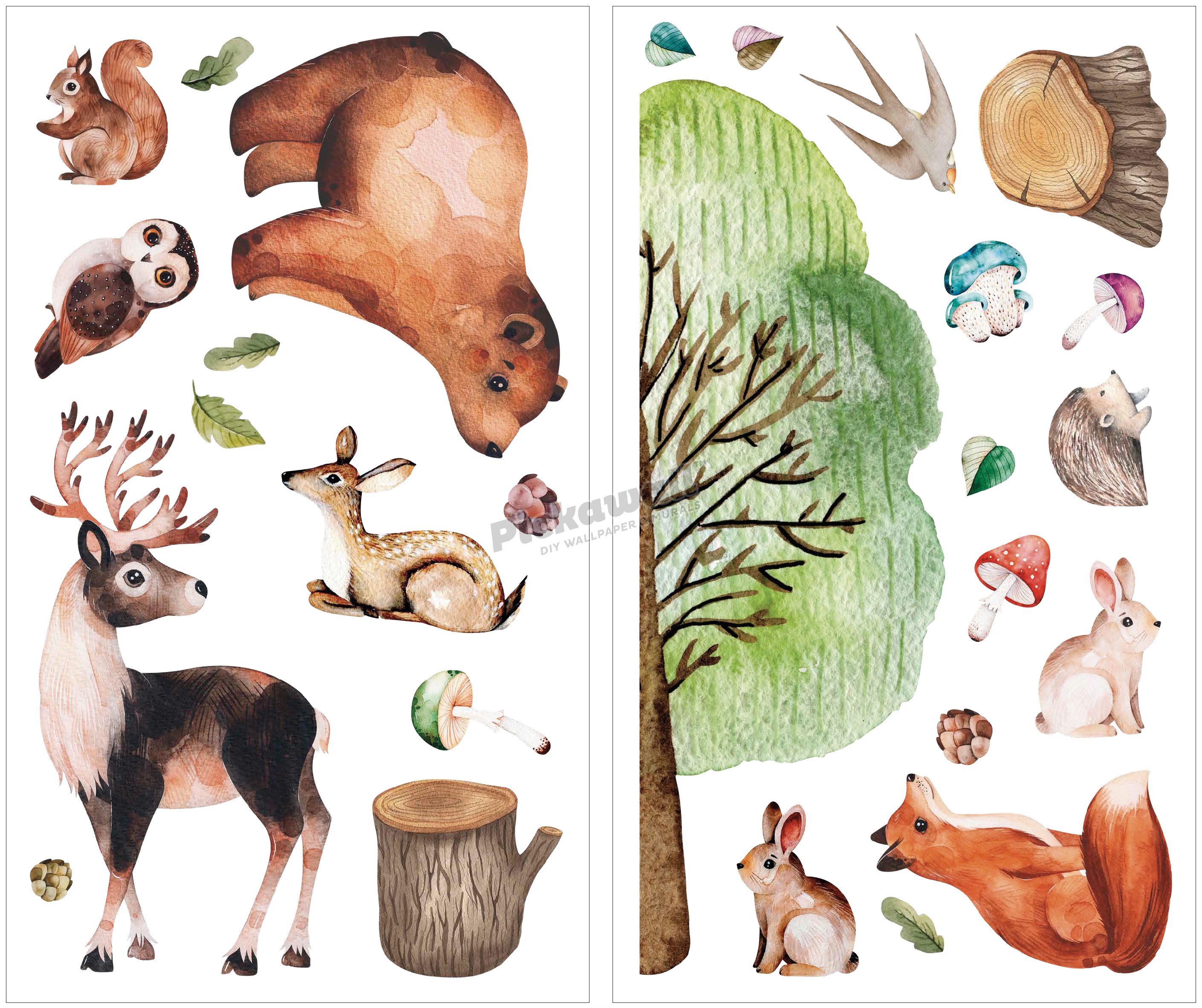 Woodland Creatures Decal Set - Pack 1, 18 decals image