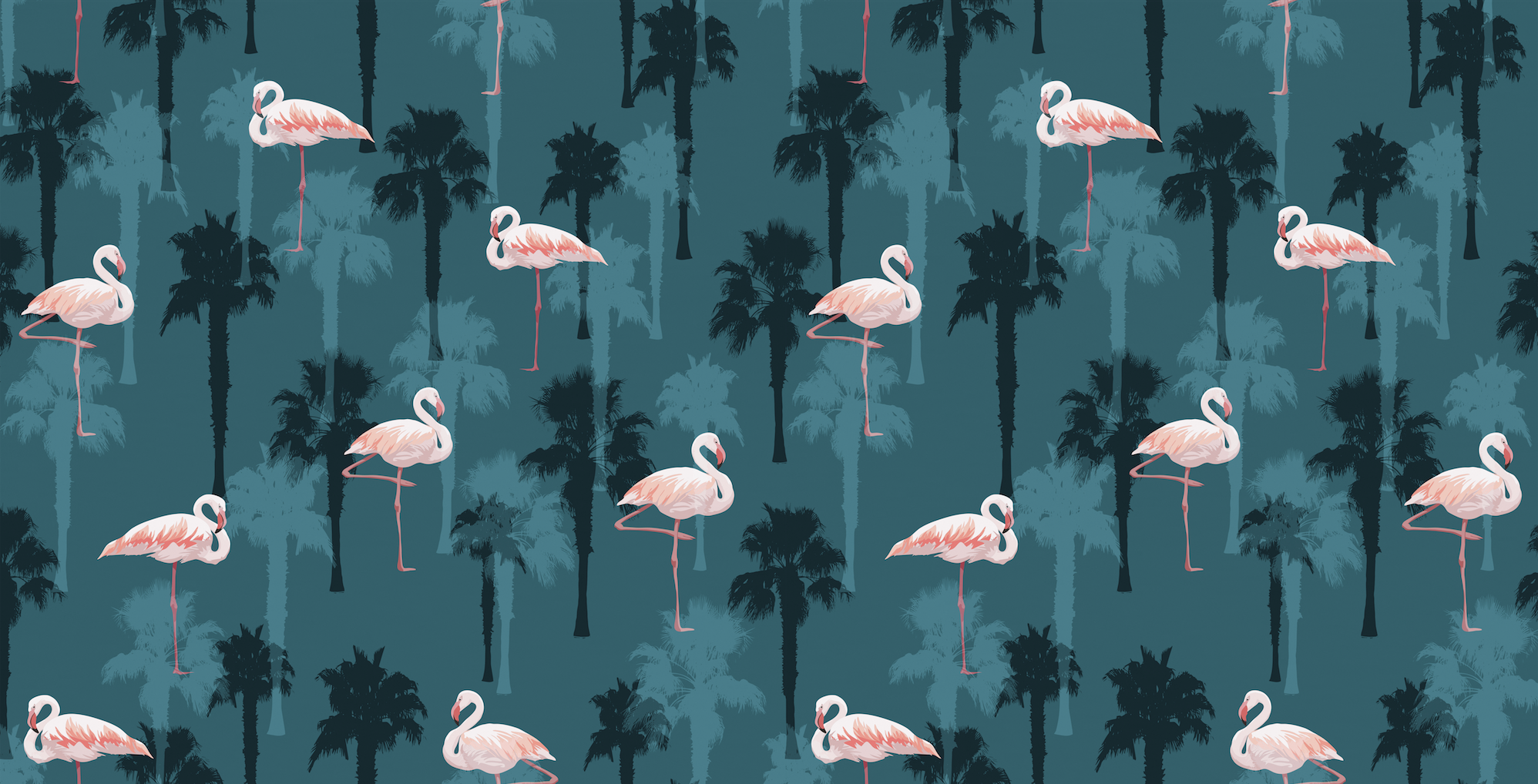 Tropical summer pattern with flamingo birds