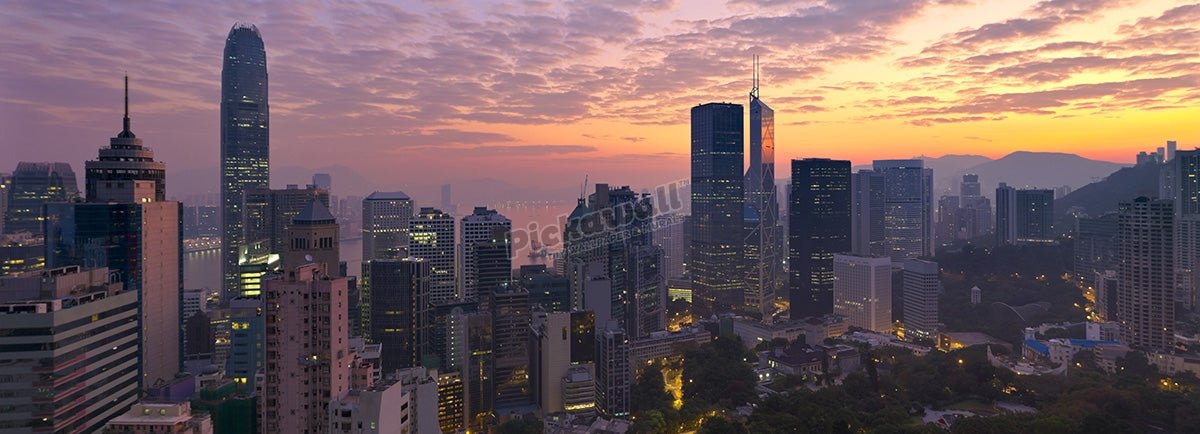 Aerial Panoramic View of Hong Kong at Sunrise - Pickawall