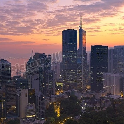 Aerial Panoramic View of Hong Kong at Sunrise - Pickawall