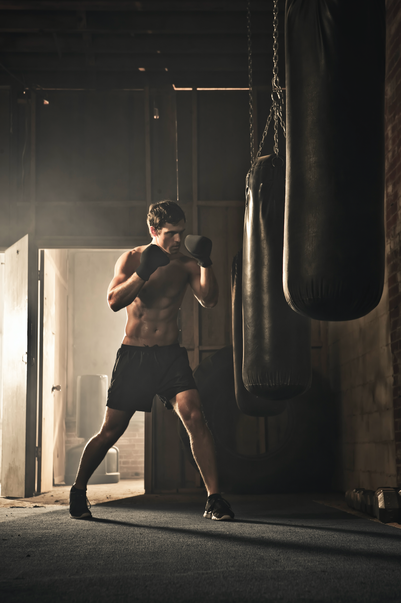 boxer hitting punching bag