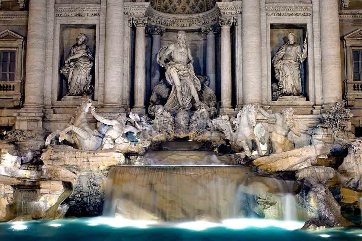 Trevi fountain at night, Rome Italy