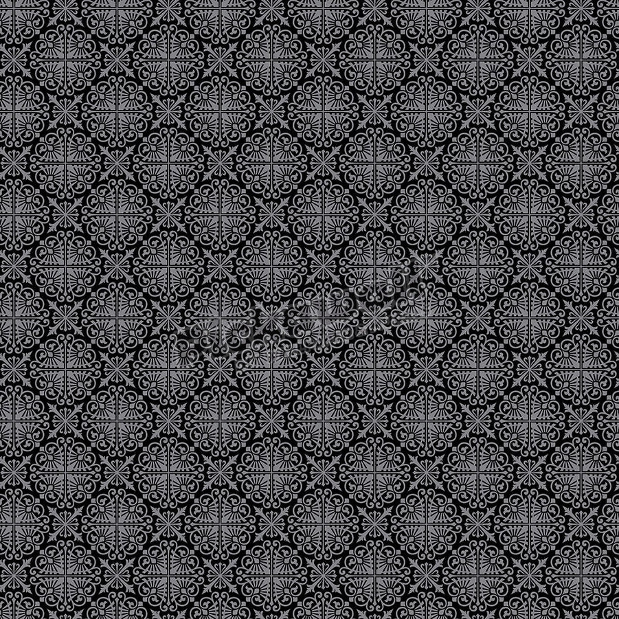 Black and silver ornate damask - Pickawall