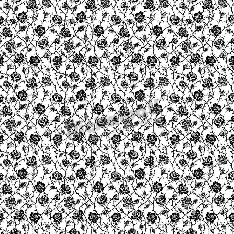 Black Rose Vines on White - Pickawall