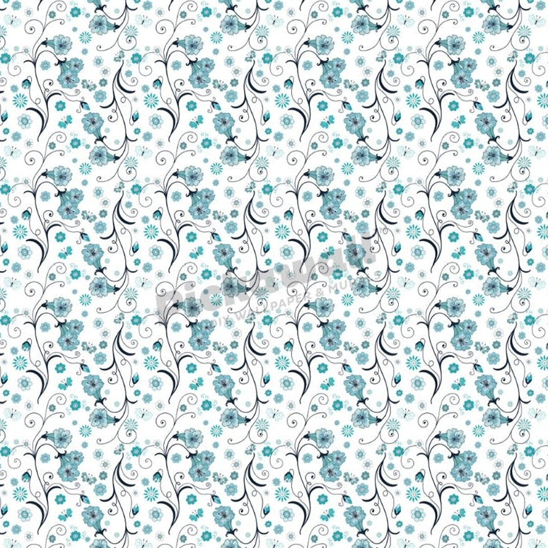 Blue and White Bud floral pattern - Pickawall