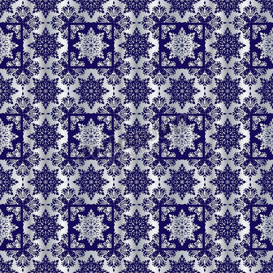 Blue and white tile, damask - Pickawall