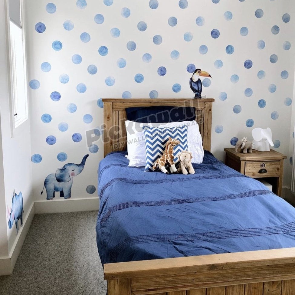 Blue Watercolour Dots Decal Set - Pickawall
