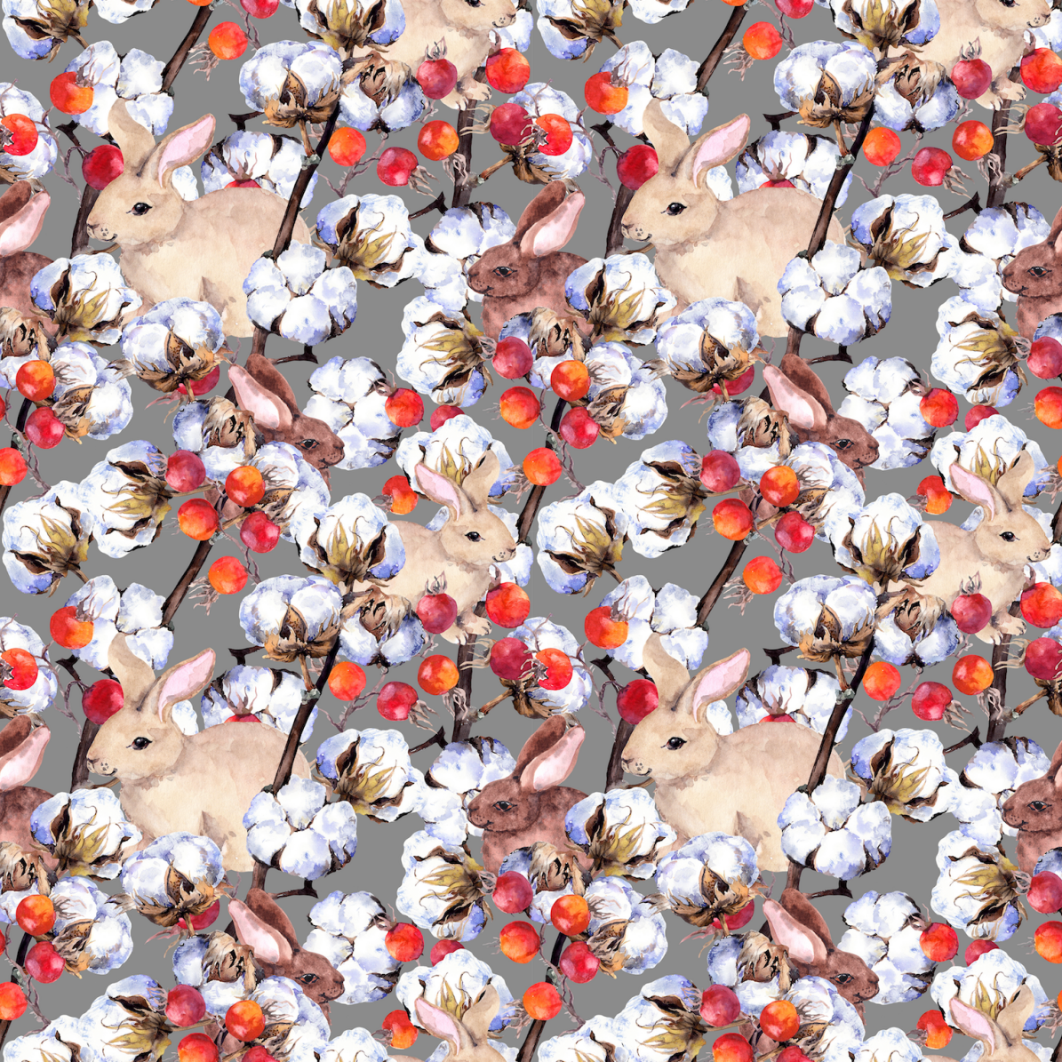 Bunnies, cotton branches and berries - Pickawall