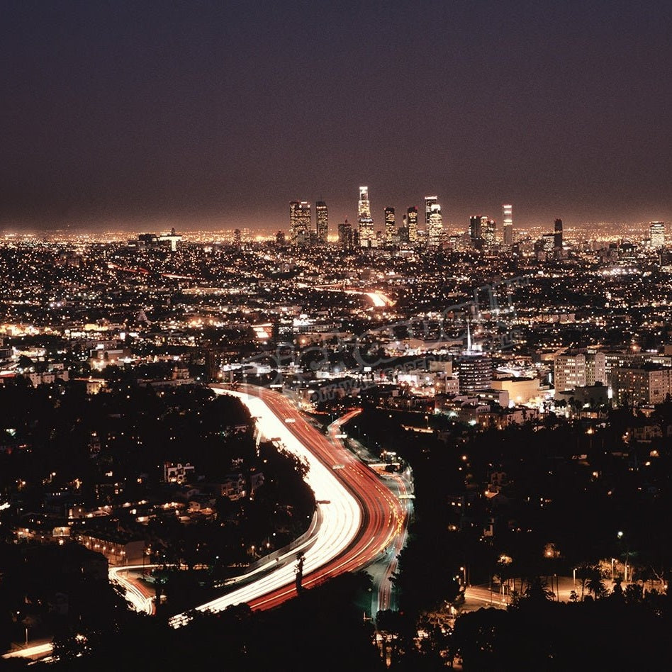 California,Los Angeles skyline, freeway at night - Pickawall