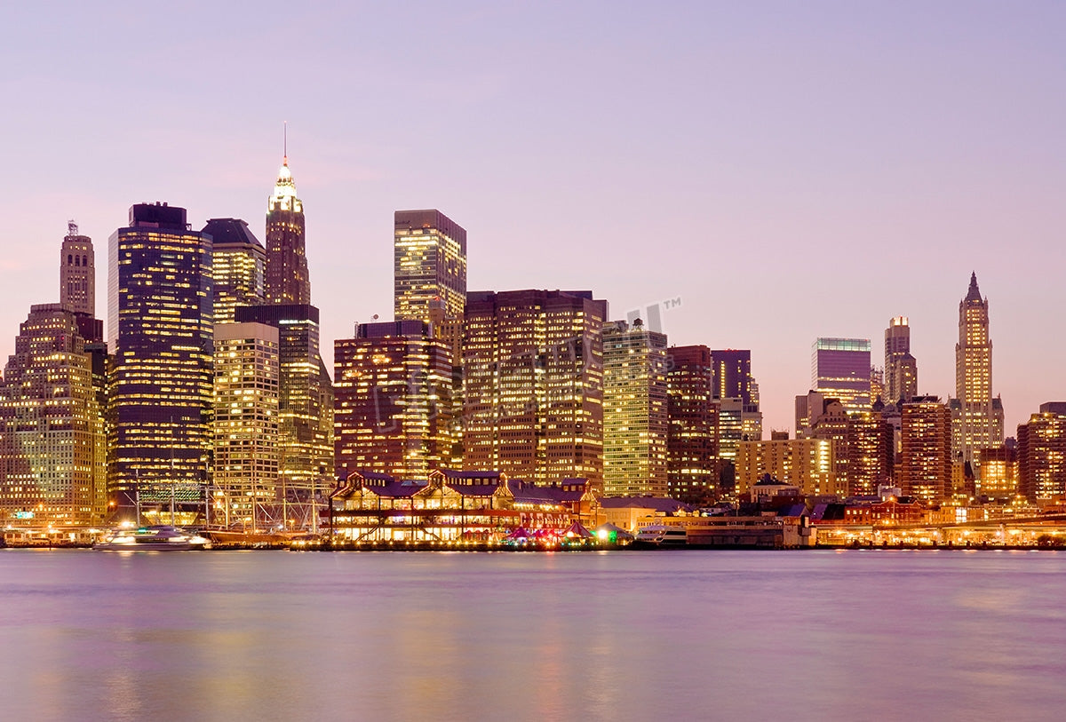 View of Lower Manhattan skyline, New York City.