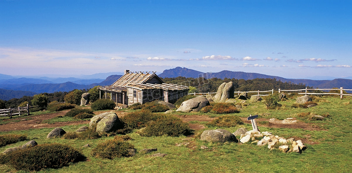 Craig's Hut, 'Man from Snowy River' cottage, now a hikers shelter on Mt Stirling, Victoria, Australia