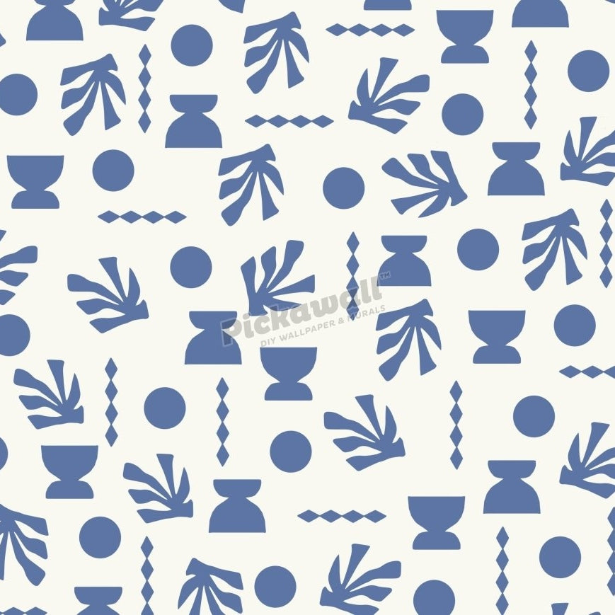 Celia Loves Shapes Cream Dark Blue Wallpaper - Pickawall