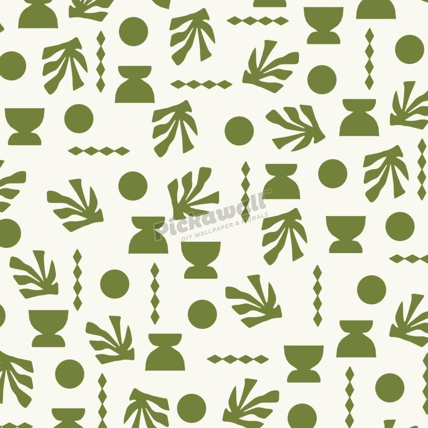 Celia Loves Shapes Cream Woodsy Wallpaper - Pickawall
