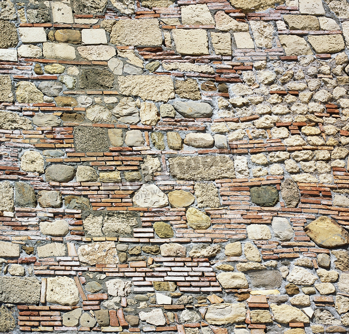 Tile and stone wall.
