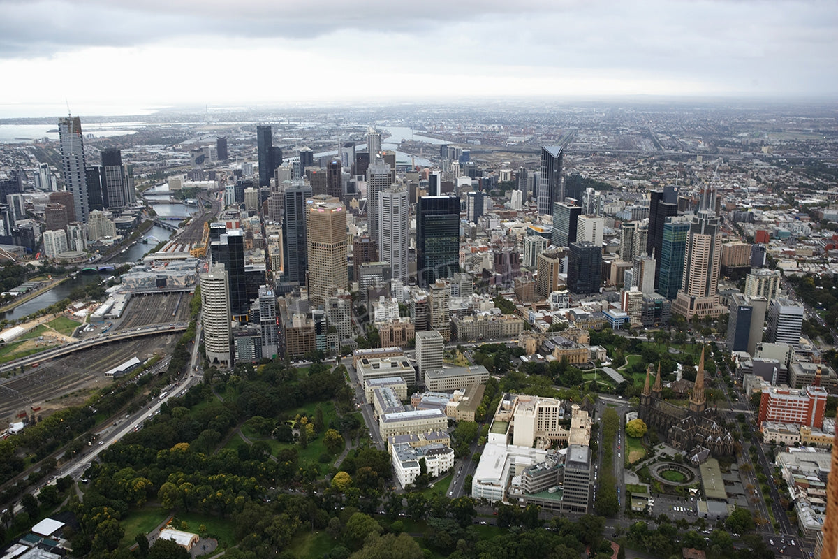 Australia, Victoria, Melbourne city, elevated view