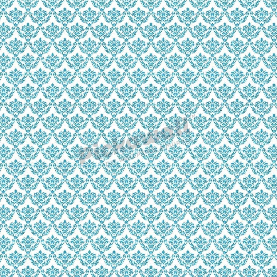 Damask Pattern - Teal and White - Pickawall